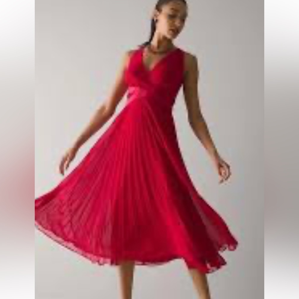 NWT White House Black Market Vibrant Red Midi Dress